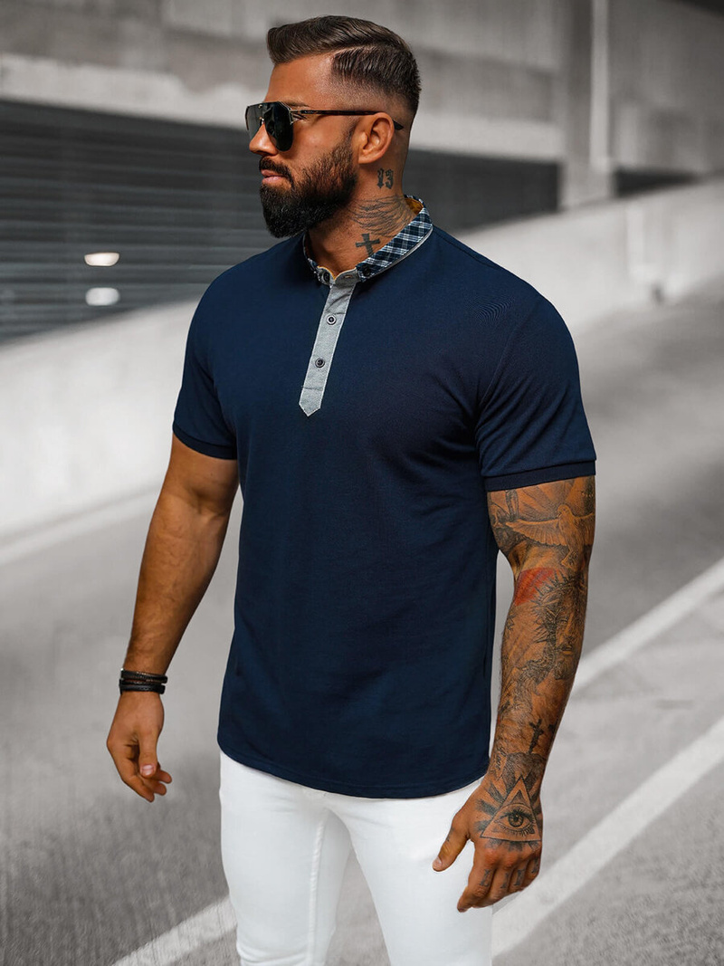 Vīriešu polo krekls tumši zila OZONEE O/DA803