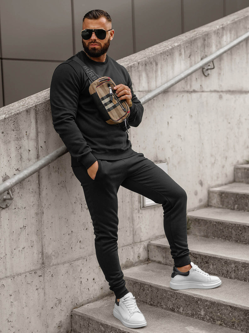 Vīriešu treniņtērps melns OZONEE JS/68C10380/3Z