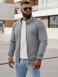 Vīriešu džemperis ar rāvējslēdzēju pelēks OZONEE JS/2002Z