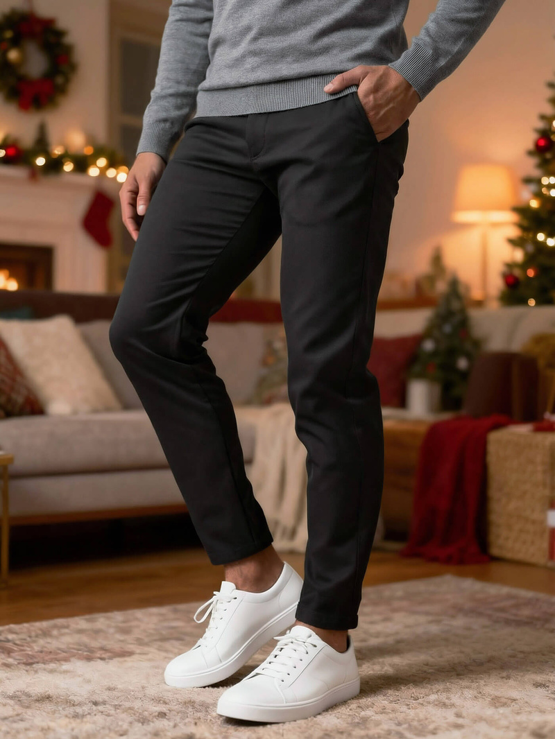 Vīriešu chino bikses melni OZONEE V/6545