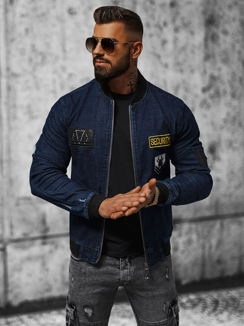 Vīriešu džinsu jaka tumši zila OZONEE NB/MJ509BZ