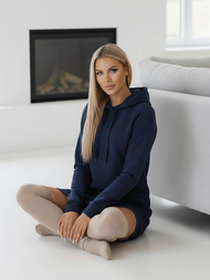 Sieviešu džemperis ar kapuci tumši zils OZONEE JS/YS10005/25Z