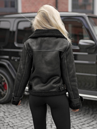 Sieviešu ādas jaka melna OZONEE JS/61M8501/392BZ