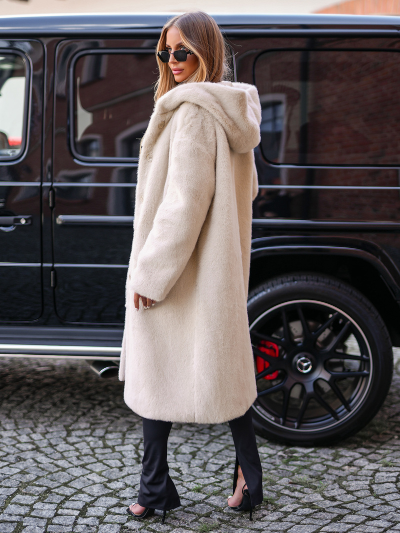 Sieviešu kažokādas ziemas jaka smilšu OZONEE JS/11Z8250