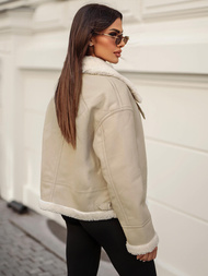 Sieviešu ādas jaka smilšu OZONEE JS/11Z8178