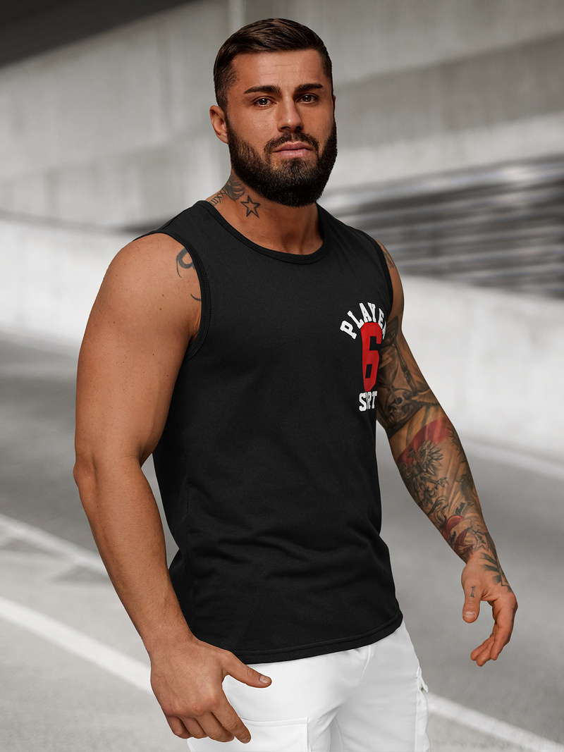 Vīriešu t-krekls bez piedurknēm melna OZONEE JS/8B1717/3Z