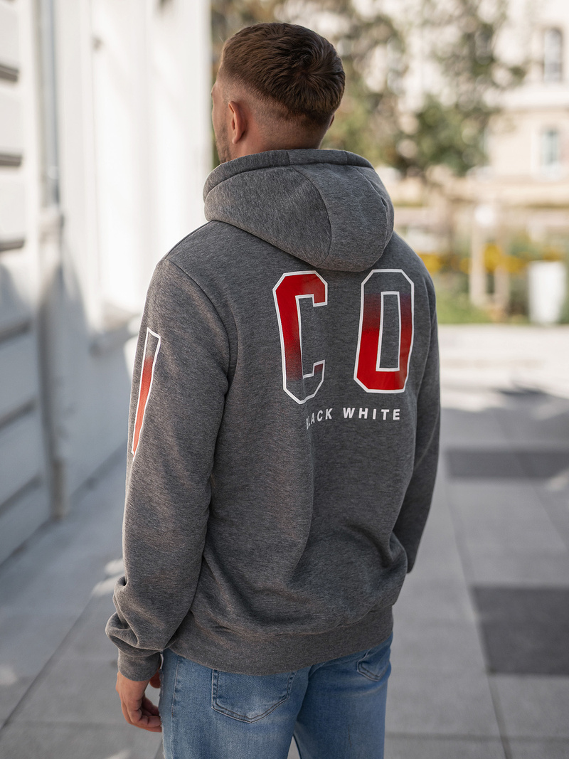 Vīriešu džemperis ar kapuci grafīta OZONEE JS/8B1739/5