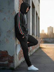 Vīriešu džemperis ar kapuci melna OZONEE JS/8B1731/3