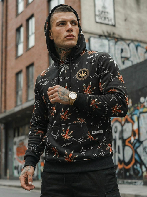 Vīriešu džemperis ar kapuci melns OZONEE O/B266Z