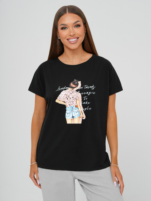 Sieviešu T-krekls Melns OZONEE JS/95T2573/3