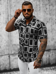 Vīriešu krekls ar īsām piedurknēm melns OZONEE E/1400/117