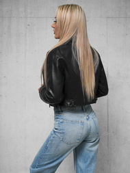 Sieviešu ādas jaka melna OZONEE JS/11Z8128