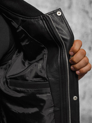 Vīriešu ādas virsjaka melni-balta OZONEE JS/11Z8112