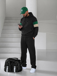 Vīriešu džemperis ar kapuci melna OZONEE JS/3B578