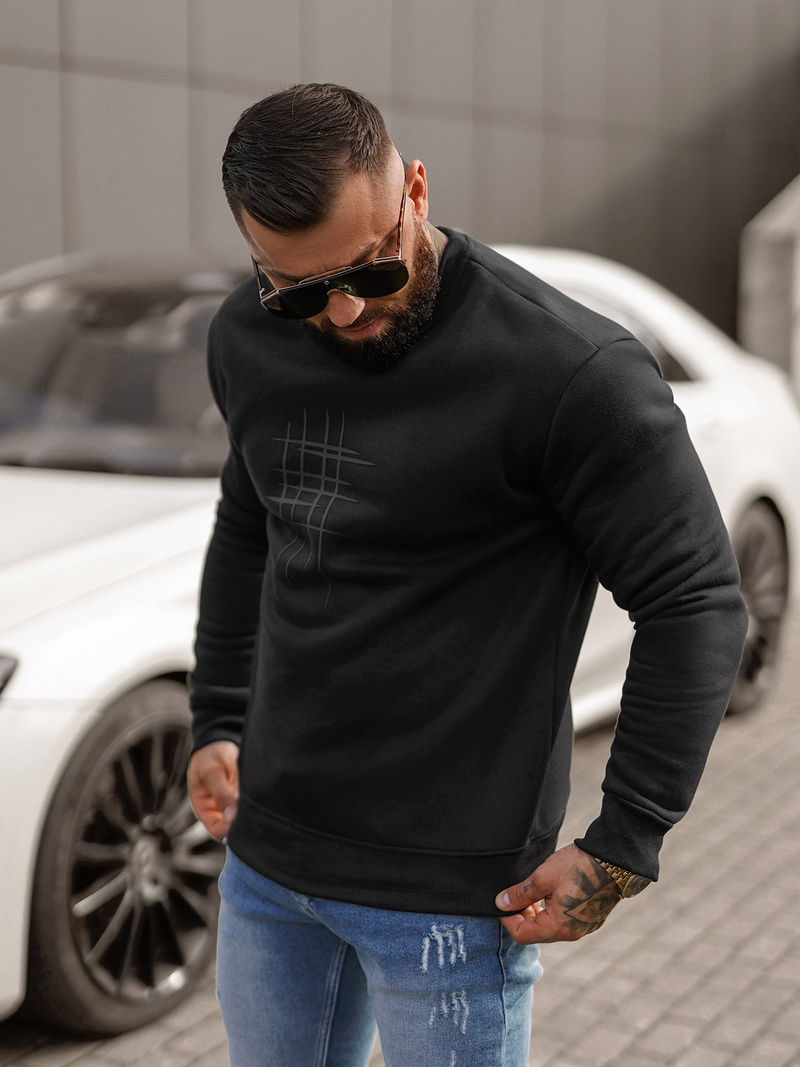 Vīriešu džemperis melns OZONEE JS/8B1361/3