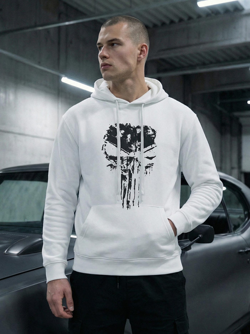 Vīriešu džemperis ar kapuci balta OZONEE JS/65B3907/1Z