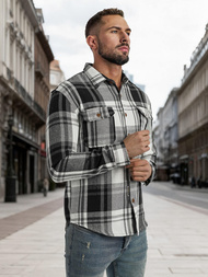 Vīriešu krekls melni-balts OZONEE NB/MC728N/3