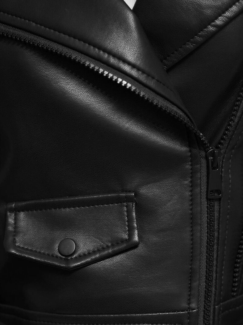 Sieviešu ādas jaka melna OZONEE JS/11Z8128