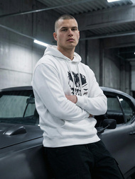 Vīriešu džemperis ar kapuci balta OZONEE JS/65B3907/1Z