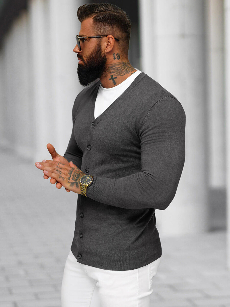 Vīriešu svīteris grafīta OZONEE NB/MM6006/3Z