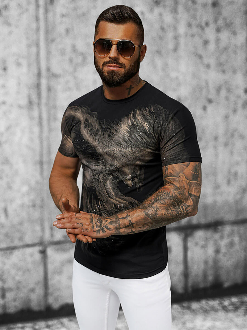 Vīriešu t-krekls melns OZONEE NB/MT3039