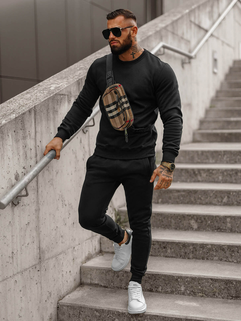 Vīriešu treniņtērps melns OZONEE JS/68C10380/3Z