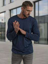 Vīriešu t-krekls ar garām piedurknēm tumši zils OZONEE JS/DB71/5