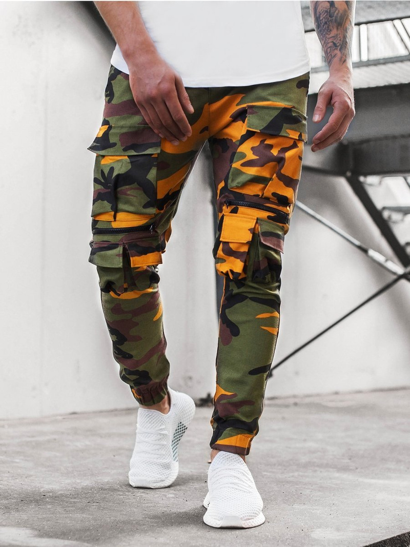 Vīriešu chino jogger bikses dzeltenas-haki OZONEE G/2787