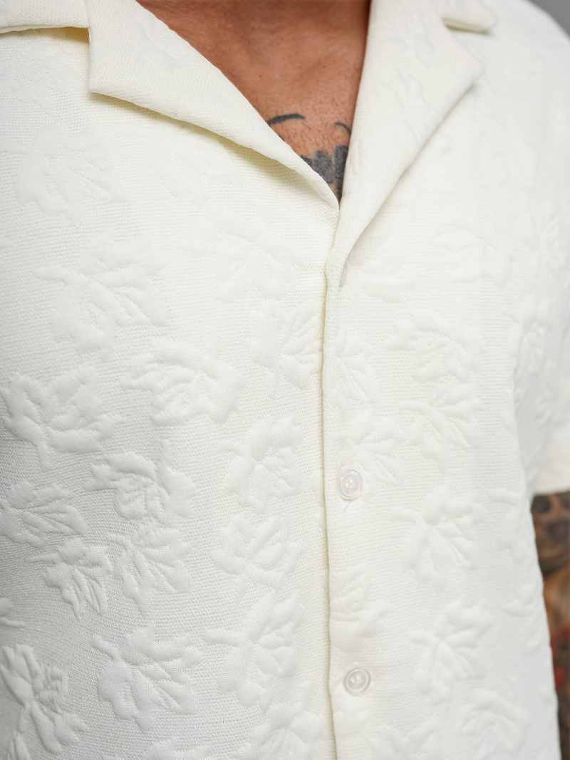 Vīriešu krekls ar īsām piedurknēm ecru OZONEE O/B2258