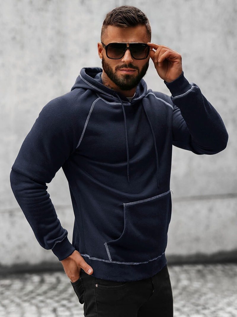 Vīriešu džemperis ar kapuci tumši zila OZONEE O/8B152/25