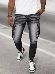 Vīriešu džinsi jogger melni OZONEE NB/MP0108N