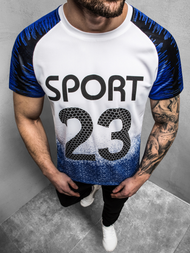 Vīriešu T-krekls balts-debesu zils OZONEE JS/KS2068Z