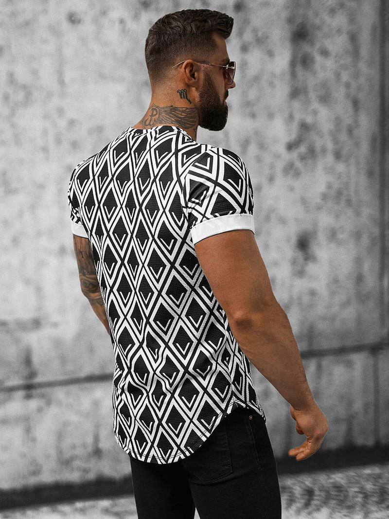 Vīriešu t-krekls melni-balts OZONEE O/P1048