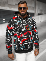 Vīriešu džemperis ar kapuci melns OZONEE JS/8B1233/3