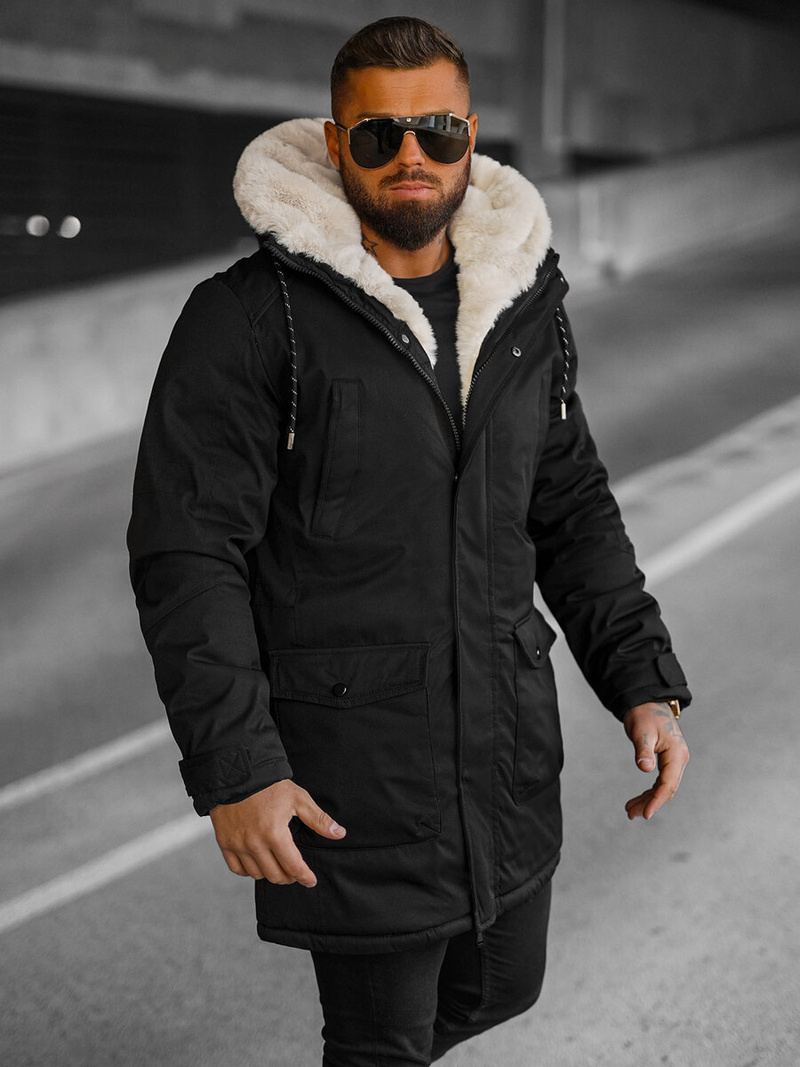 Vīriešu parka melna OZONEE JS/5M120/392Z