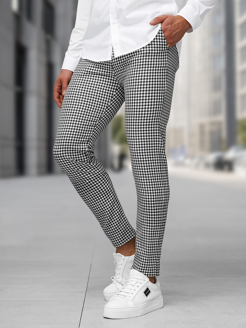 Vīriešu chino bikses melnas-baltas OZONEE DJ/5531Z