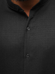 Vīriešu krekls ar īsām piedurknēm melns OZONEE O/Y972T