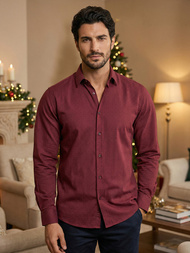 Vīriešu krekls bordosarkana OZONEE V/V182Z