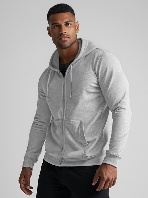 Vīriešu džemperis ar kapuci pelēks OZONEE JS/2008