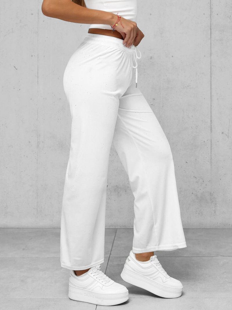 Sieviešu velūra bikses baltas OZONEE JS/92K519/1