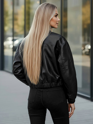 Sieviešu ādas jaka melna OZONEE JS/11Z8281