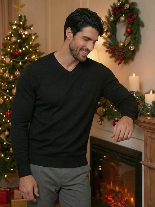 Vīriešu svīteris melns OZONEE NB/MMB601/4Z