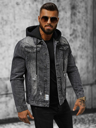 Vīriešu džinsu jaka melna OZONEE NB/MJ505NZ