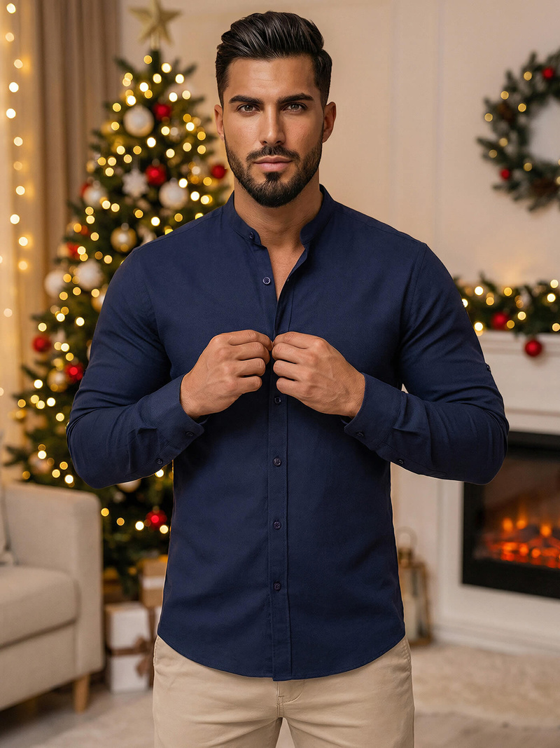 Vīriešu krekls tumši zila OZONEE O/V69Z