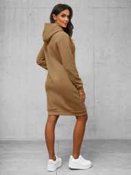 Sieviešu džemperis ar kapuci tumši bēšs OZONEE JS/YS10005/91Z