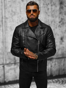 Vīriešu ādas virsjaka melna OZONEE JS/11Z8067