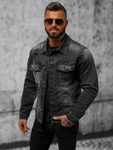 Vīriešu džinsu jaka melna OZONEE NB/MJ506NZ