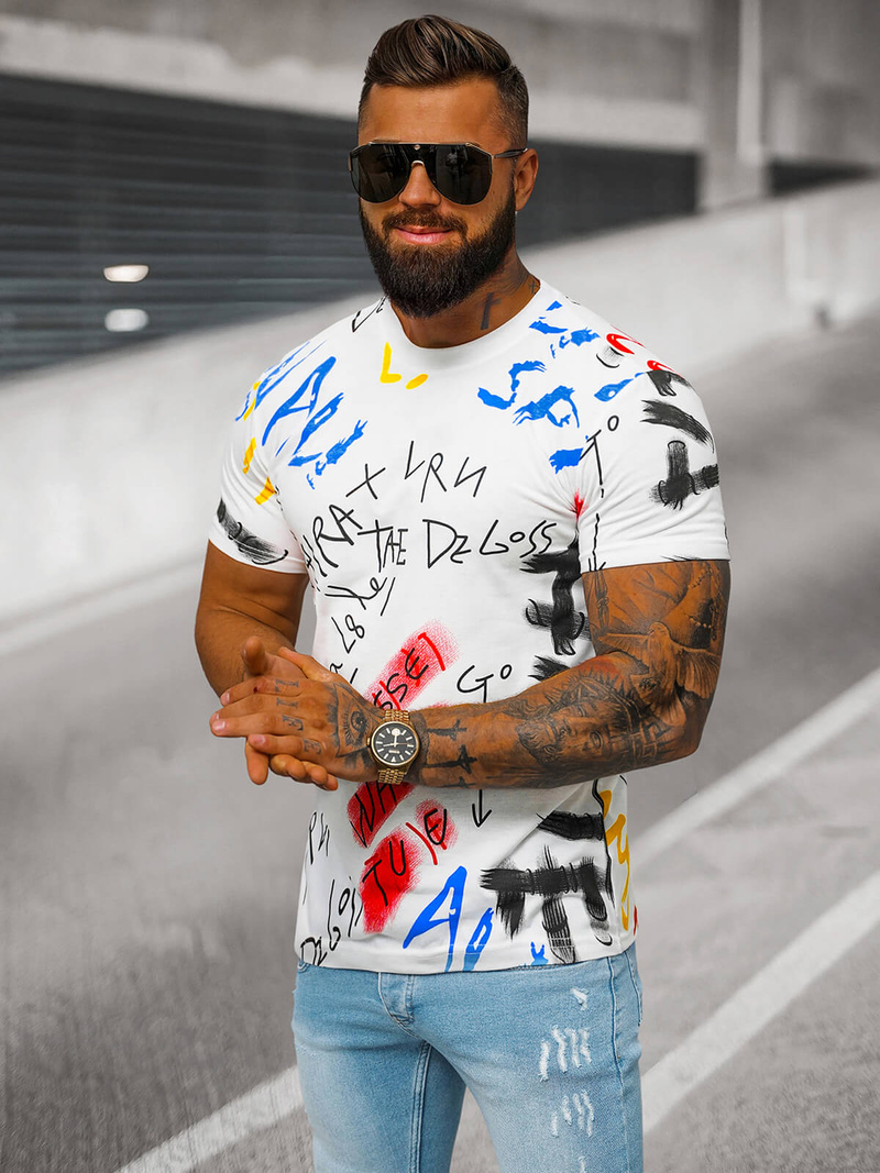 Vīriešu T-krekls Balts OZONEE JS/8T1211/1