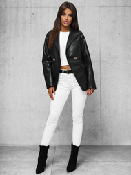 Sieviešu ādas jaka melna OZONEE JS/11Z8121Z