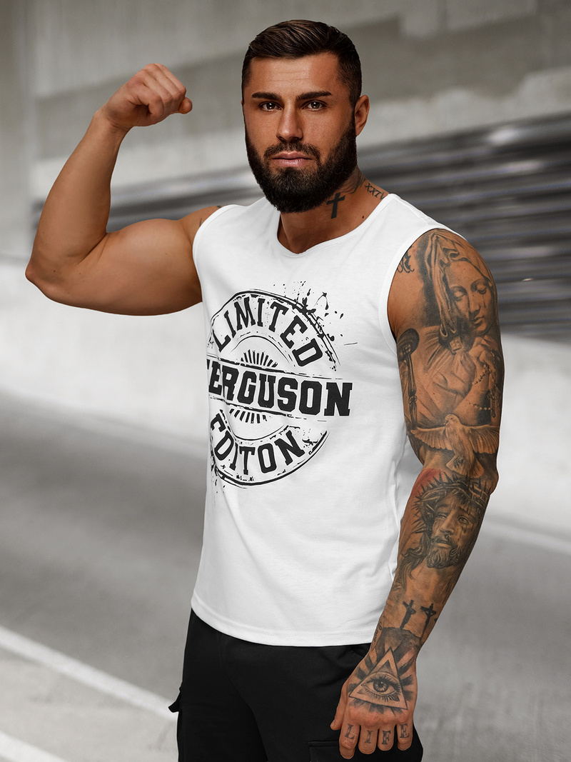 Vīriešu t-krekls bez piedurknēm balts OZONEE JS/8B1725/1Z